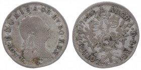 Leopold II. als Kaiser 1790 - 1792
 3 Kreuzer 1792 A Wien. 1,58g. Her. 85 s