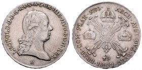 Leopold II. als Kaiser 1790 - 1792
 Kronentaler 1791 H Günzburg. 29,54g. Her. 42 ss