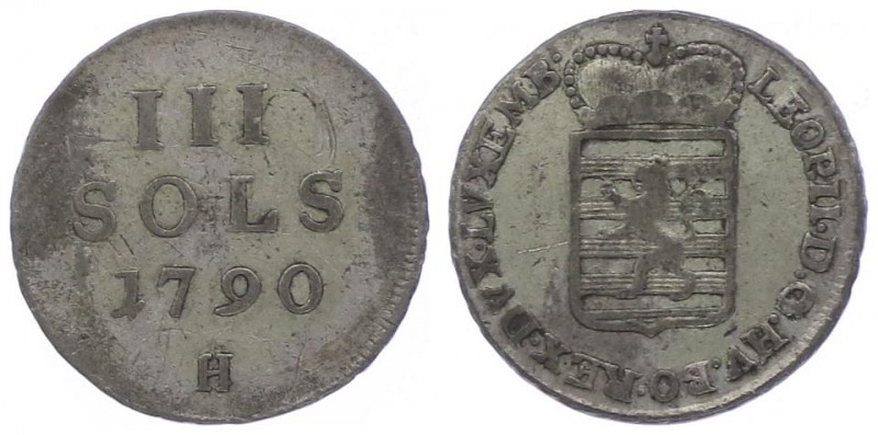 Leopold II. als Kaiser 1790 - 1792
 III Sols 1790 H Günzburg. 2,36g. Her. 95 s/...