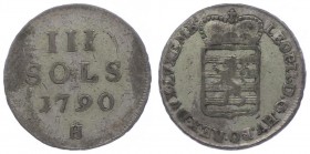 Leopold II. als Kaiser 1790 - 1792
 III Sols 1790 H Günzburg. 2,36g. Her. 95 s/ss