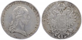 Franz II. 1792 - 1806
 Taler 1802 A Wien. 27,50g. Hsp. Her. 273 s/ss