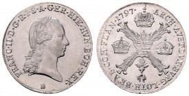 Franz II. 1792 - 1806
 1/4 Kronentaler 1797 B Kremnitz. 7,43g. justiert im Rv. Her. 526 stgl
