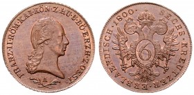 Franz II. 1792 - 1806
 6 Kreuzer 1800 A Wien. 11,78g. Fr. 1029 stgl