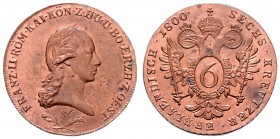 Franz II. 1792 - 1806
 6 Kreuzer 1800 S Schmöllnitz. 11,61g. fleckige Patina im Rv. Her. 1052, KM 2128 stgl