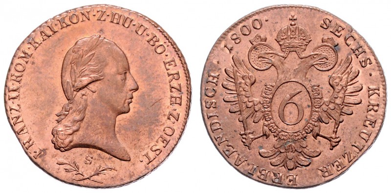 Franz II. 1792 - 1806
 6 Kreuzer 1800 S geprägt auf 3 Kreuzer Ronde 1799 mit ca...
