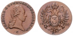 Franz II. 1792 - 1806
 3 Kreuzer 1800 C Prag. 8,49g. Her. 1044 f.vz/vz
