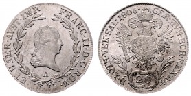 Franz I. 1806 - 1835
 20 Kreuzer 1806 A mit Titel Salzburg. Wien. 6,28g. Fr. 270 stgl