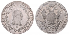 Franz I. 1806 - 1835
 20 Kreuzer 1813 B Kremnitz. 6,23g. Fr. 300 vz/stgl