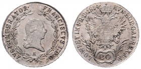 Franz I. 1806 - 1835
 20 Kreuzer 1814 A Wien. 6,71g. Fr. 303 stgl
