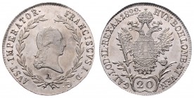 Franz I. 1806 - 1835
 20 Kreuzer 1822 A Wien. 6,72g. Fr. 337 stgl