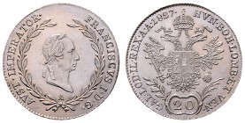 Franz I. 1806 - 1835
 20 Kreuzer 1827 A Wien. 6,63g. Fr. 359 stgl/EA