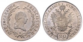 Franz I. 1806 - 1835
 20 Kreuzer 1823 A Wien. 6,68g. Fr. 359 stgl/EA