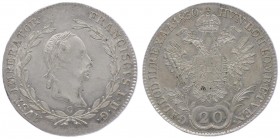 Franz I. 1806 - 1835
 20 Kreuzer 1830 C Prag. 6,68g. Fr. 372 stgl
