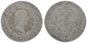 Franz I. 1806 - 1835
 10 Kreuzer 1827 A Wien. 3,78g. Fr. 420 s-ss