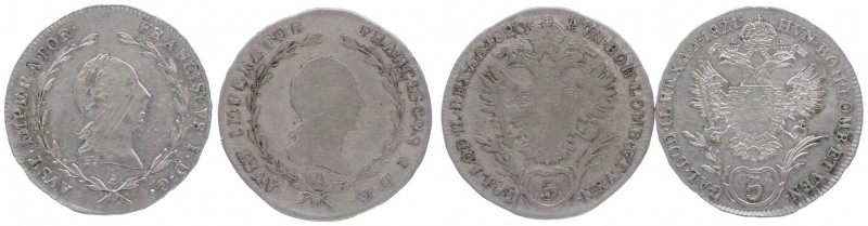 Franz I. 1806 - 1835
 5 Keuzer 1820 A / 21 A 2 Stück. Wien. Fr. 438,442 s-ss