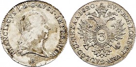 Franz I. 1806 - 1835
 3 Kreuzer 1820 B Kremnitz. 1,61g. Fr. 469 vz