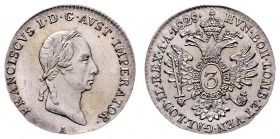 Franz I. 1806 - 1835
 3 Kreuzer 1828 A Wien. 1,56g. Fr. 488 vz