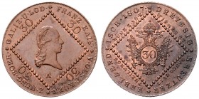 Franz I. 1806 - 1835
 30 Kreuzer 1807 A Wien. 16,26g. Fr. 507 vz/stgl