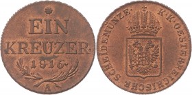 Franz I. 1806 - 1835
 Kreuzer 1816 A Wien. 9,10g. Fr. 530 stgl