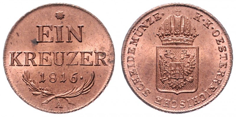 Franz I. 1806 - 1835
 Kreuzer 1816 A Wien. 8,31g. Fr. 530 stgl