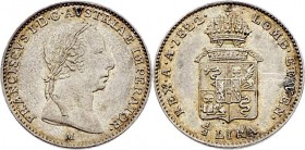 Franz I. 1806 - 1835
 1/2 Lira 1822 M Mailand. 2,19g. win. Kratzer im Rv. Fr. 654 vz