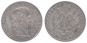 Ferdinand I. 1835 - 1848
 3 Kreuzer 1835 A Wien. 1,67g. Fr. 886 vz/vz+