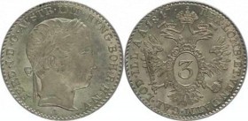 Ferdinand I. 1835 - 1848
 3 Kreuzer 1847 A Wien. 1,67g. Fr. 914 stgl