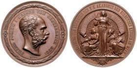 Franz Joseph I. 1848 - 1916
 Bronzemedaille 1877 auf die Eröffnung des Neubaues der Akademie der bildenen Künste. Kopf r., Rev. rei Frauengestalten v...