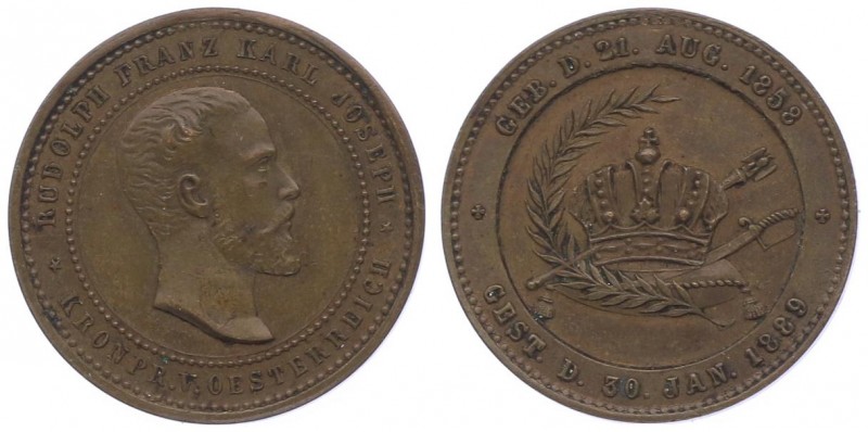 Franz Joseph I. 1848 - 1916
 Br - Medaille 1889 auf den Tod von Kronprinz Rudol...