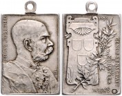 Franz Joseph I. 1848 - 1916
 Ag-Medaille 1898 an die Genossenschaft der Bildenden Künsten, Dm 27x17 mm, Sig. S.A. Wien. 3,68g vz
