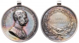 Franz Joseph I. 1848 - 1916
 Silbermedaille o. J. der Tapferkeit mit Regenbogen-Patina. Wien. 17,21g vz/stgl