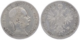 Franz Joseph I. 1848 - 1916
 2 Gulden 1878 Wien. 24,69g. Fr. 1377 ss/vz