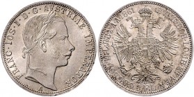 Franz Joseph I. 1848 - 1916
 Gulden 1861 A Wien. 12,31g. Fr. 1460 stgl