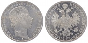 Franz Joseph I. 1848 - 1916
 Gulden 1862 A Wien. 12,36g. Fr. 1464 vz/stgl