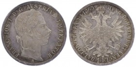 Franz Joseph I. 1848 - 1916
 Gulden 1863 A Wien. 12,36g. Fr. 1468 vz/stgl