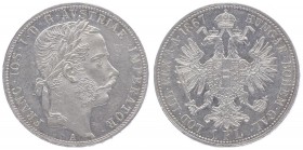Franz Joseph I. 1848 - 1916
 Gulden 1867 A Wien. 12,36g. Fr. 1484 vz/stgl