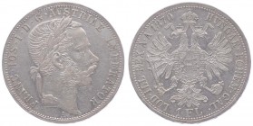 Franz Joseph I. 1848 - 1916
 Gulden 1870 A Wien. 12,34g. Fr. 1489 ss