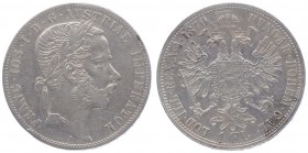 Franz Joseph I. 1848 - 1916
 Gulden 1870 A Wien. 12,30g. Fr. 1489 ss+