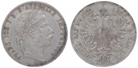 Franz Joseph I. 1848 - 1916
 Gulden 1871 A Wien. 12,34g. Fr. 1490 ss/ss+