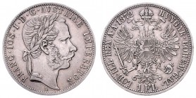 Franz Joseph I. 1848 - 1916
 Gulden 1872 A Verfälschung, eingesetztes A. Wien. 12,33g. Fr. 1491 ss