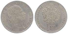 Franz Joseph I. 1848 - 1916
 1/4 Gulden 1859 A Wien. 5,34g. Fr. 1524 vz/stgl