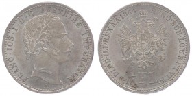 Franz Joseph I. 1848 - 1916
 1/4 Gulden 1864 A Wien. 5,40g. Fr. 1543 vz