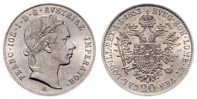 Franz Joseph I. 1848 - 1916
 20 Kreuzer 1853 A Wien. 4,34g. Fr. 1564 EA