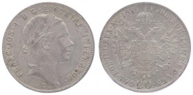 Franz Joseph I. 1848 - 1916
 20 Kreuzer 1855 E Karlsburg. 4,40g. Fr. 1574 f.vz