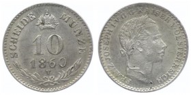 Franz Joseph I. 1848 - 1916
 10 Kreuzer 1860 V Venedig. 2,00g. Fr. 1593 vz