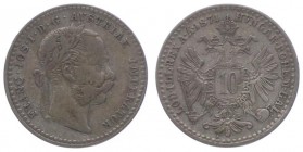 Franz Joseph I. 1848 - 1916
 10 Kreuzer 1871 Wien. 1,68g. Fr. 1604 f.ss