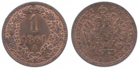 Franz Joseph I. 1848 - 1916
 1 Kreuzer 1861 A Wien. 3,30g. Fr. 1658 f.stgl