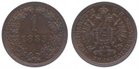Franz Joseph I. 1848 - 1916
 1 Kreuzer 1885 Wien. 3,36g. Fr. 1668 f.stgl