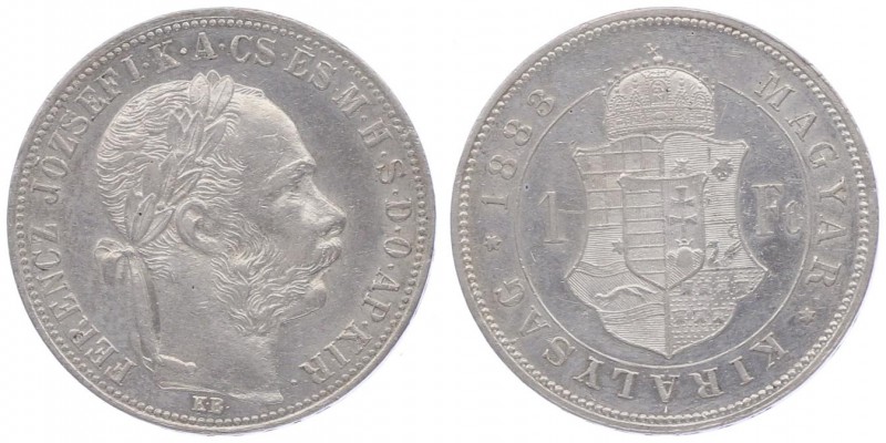 Franz Joseph I. 1848 - 1916
 1 Forint 1883 KB Kremnitz. 12,30g. Fr. 1787 vz/stg...