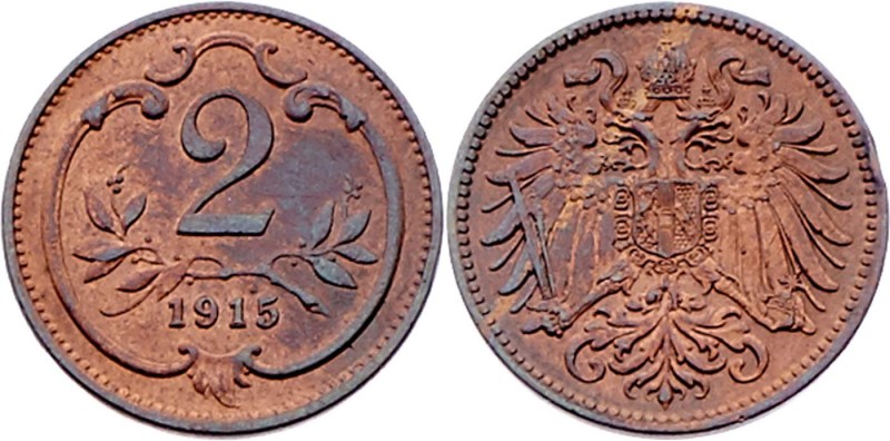 Franz Joseph I. 1848 - 1916
 2 Heller 1915 Wien. 3,32g. Fr. 2031 vz/stgl